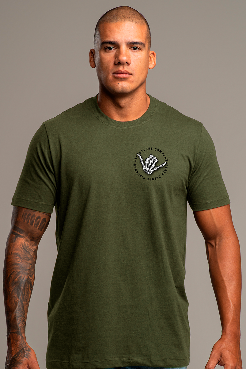 T-SHIRT DEATH BEFORE DISHONOR OLIVE GREEN