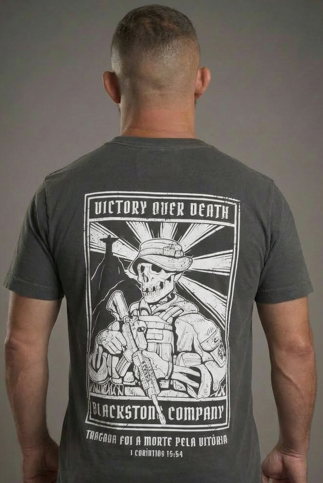 WASHED SERIES - T-SHIRT VICTORY OVER DEATH - CINZA CHUMBO