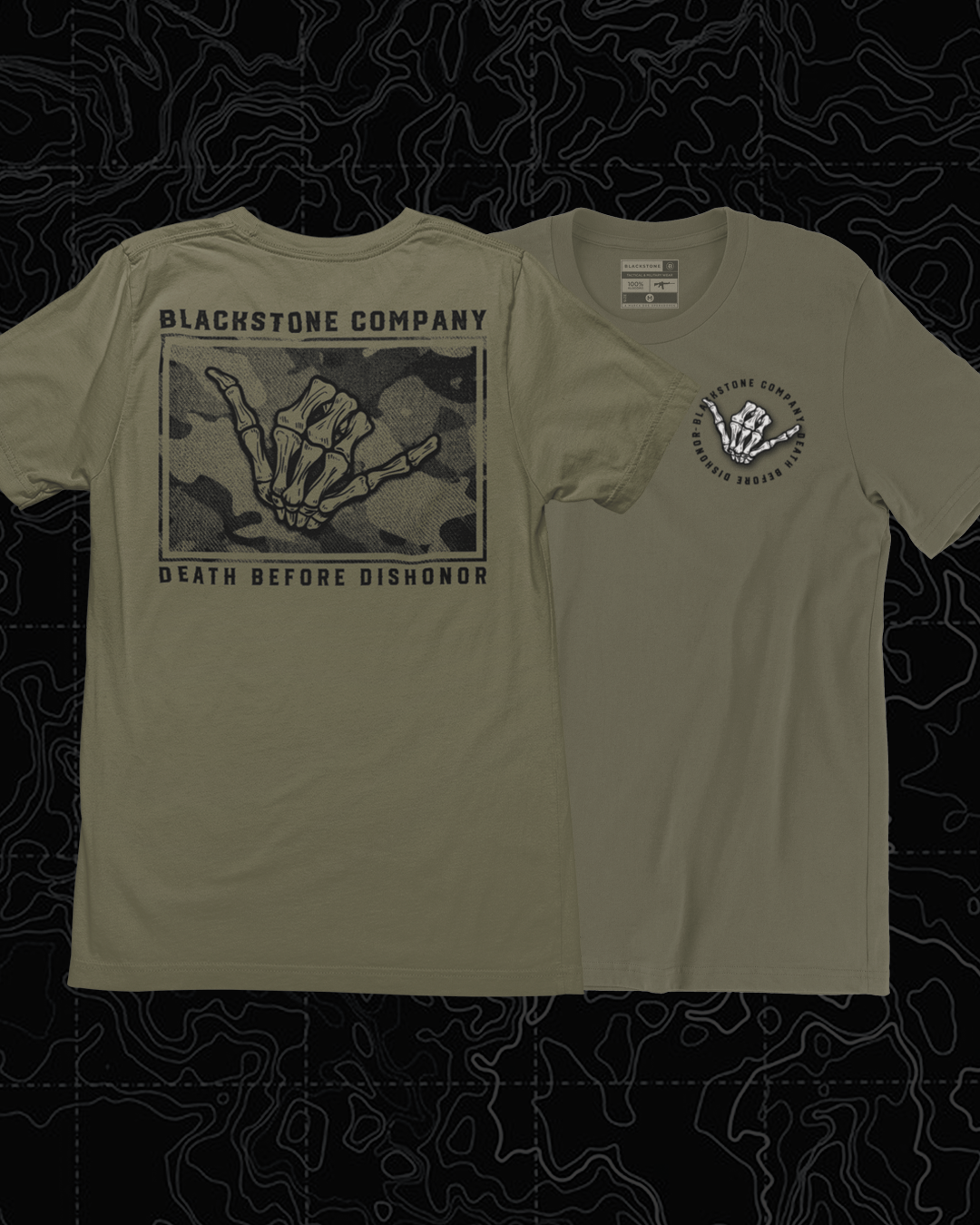 T-SHIRT DEATH BEFORE DISHONOR OLIVE GREEN